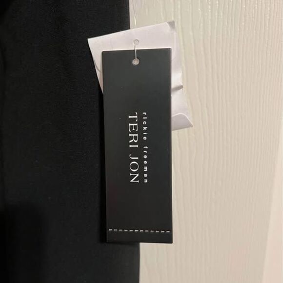 Teri Jon by Rickie Freeman Women's Pearl Trim Black Sheath Dress - Size 14 NWT - Picture 3 of 9